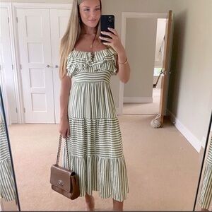 Zara Striped Linen Blend Midi Dress